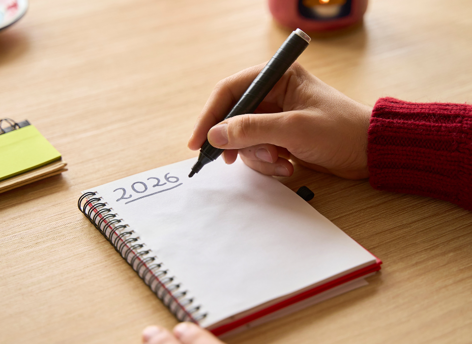 writing down New Years resolutions for 2026