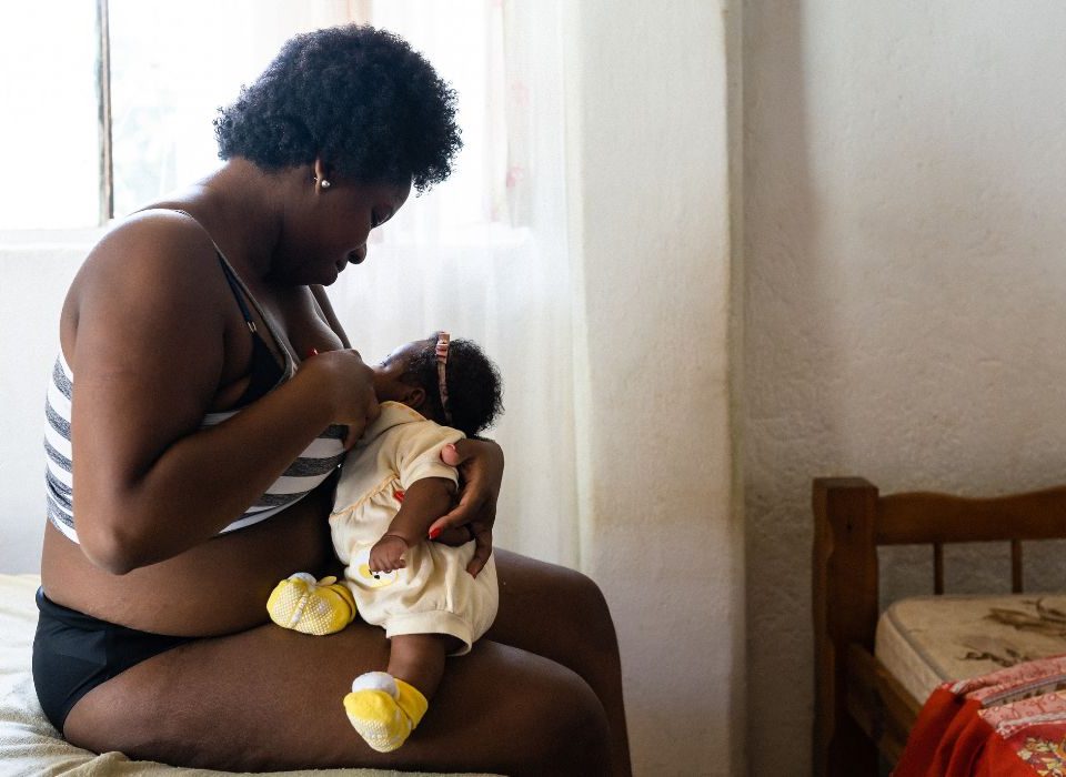 African American woman breastfeeding