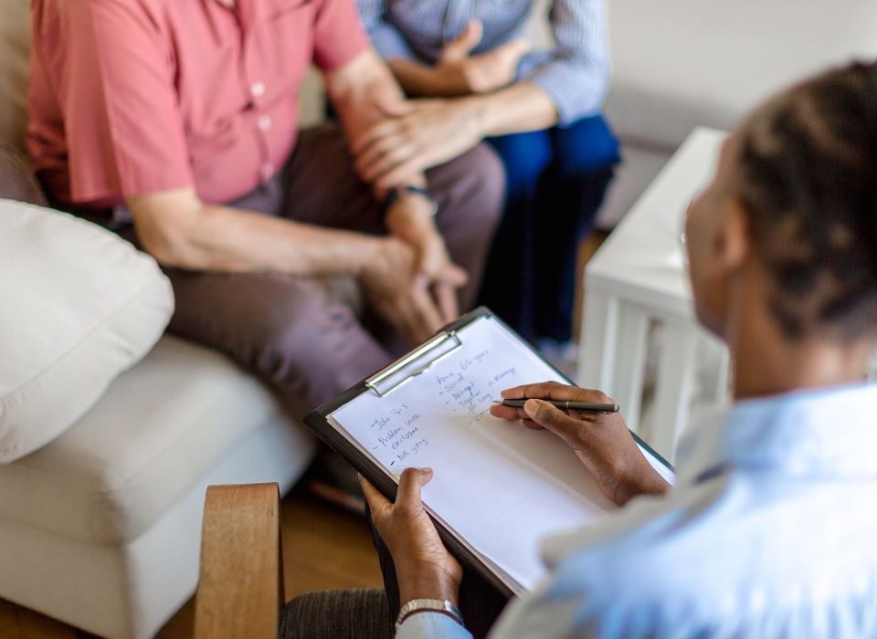 Therapist working through a mental health screening