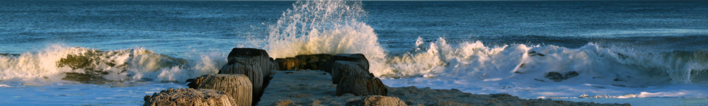 Jetty with waves crashing into it on the New Jersey shore