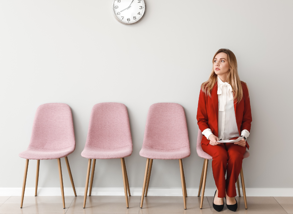 woman with social anxiety waiting for a job interview