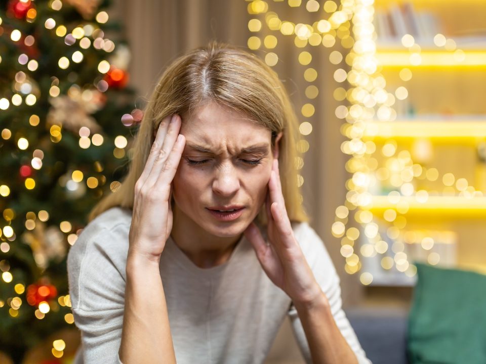 Woman dealing with anxiety during the holidays