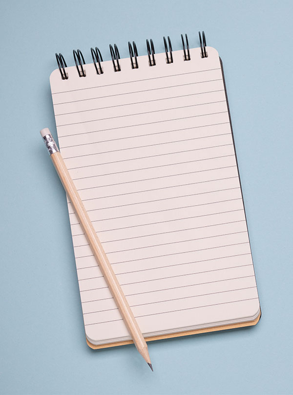 blank notepad with pencil