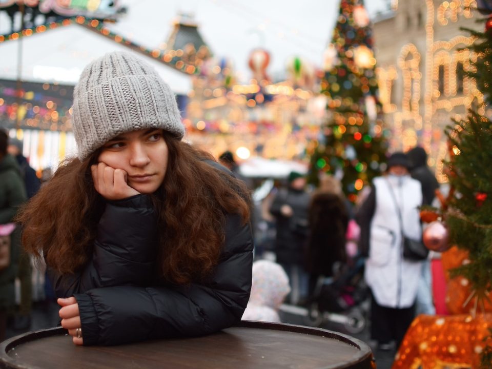 Young woman suffering from depression during the holidays